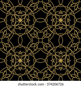 Vector seamless pattern in oriental style. Golden color.

