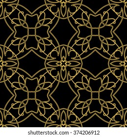 Vector seamless pattern in oriental style. Golden color.
