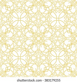 Vector seamless pattern in oriental style. Golden color.