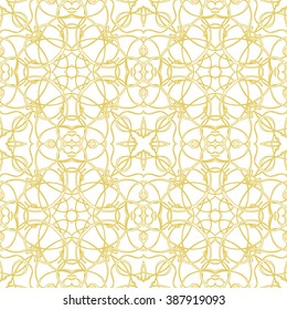 Vector seamless pattern in oriental style. Golden color.