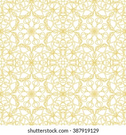 Vector seamless pattern in oriental style. Golden color.