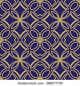 Vector seamless pattern in oriental style. Golden color.