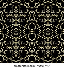 Vector seamless pattern in oriental style. Golden color.