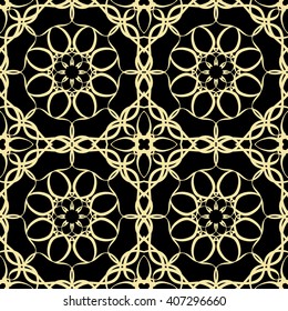 Vector seamless pattern in oriental style. Golden color.