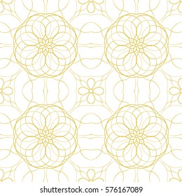 Vector seamless pattern in oriental style. Golden color.