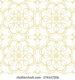 Vector seamless pattern in oriental style. Golden color.