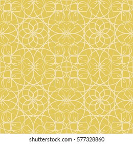 Vector seamless pattern in oriental style. Golden color.