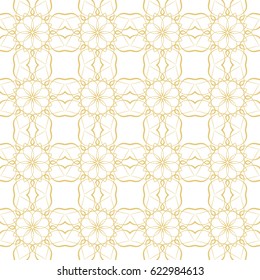 Vector seamless pattern in oriental style. Golden color.