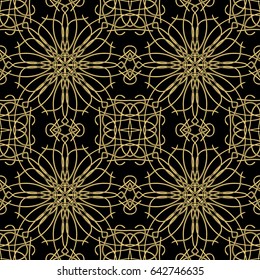 Vector seamless pattern in oriental style. Golden color.