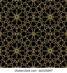 Vector seamless pattern in oriental style. Golden color.