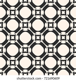 Vector seamless pattern in oriental style. Simple monochrome geometric ornament. Ornamental abstract background texture with rounded shapes, repeat tiles. Design for decoration, fabric, tiling, cloth