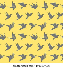 Vector seamless pattern with origami paper birds. Pattern for fabric, baby clothes, background, textile and other decoration