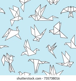 Vector seamless pattern with origami paper birds. Polygonal seamless pattern with birds.Pattern for fabric, baby clothes, background, textile, wrapping paper and other decoration.