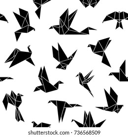 Vector seamless pattern with origami paper birds. Polygonal seamless pattern with birds.Pattern for fabric, baby clothes, background, textile, wrapping paper and other decoration.