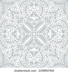Vector seamless pattern with ornament. Ethnic folk ornament. Vintage monochrome damask ornament. Vector decorative background. Great for any design.