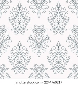 Vector seamless pattern with ornament. Ethnic folk ornament. Vintage monochrome damask ornament. Vector decorative background. Great for any design.