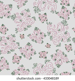 Vector seamless pattern with ornament like flower. 