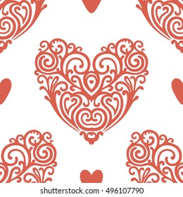 Vector seamless pattern with ornamental heart
