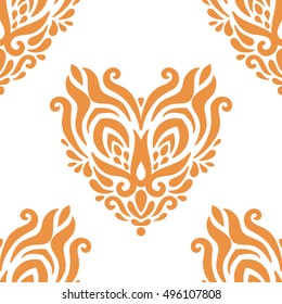 Vector seamless pattern with ornamental heart