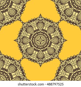 Vector seamless pattern with ornamental mandala