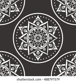 Vector seamless pattern with ornamental mandala