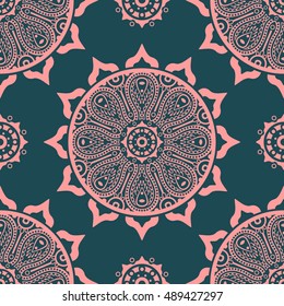 Vector seamless pattern with ornamental mandala