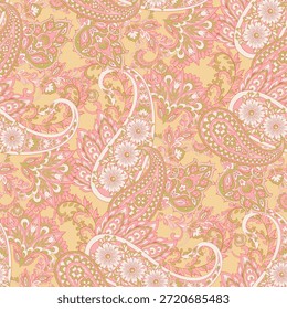 Patrón de Vector sin fisuras con Paisley ornamental y flores