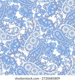 Patrón de Vector sin fisuras con Paisley ornamental y flores