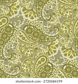 Patrón de Vector sin fisuras con Paisley ornamental y flores