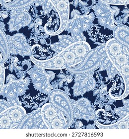 Patrón de Vector sin fisuras con Paisley ornamental y flores