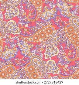 Patrón de Vector sin fisuras con Paisley ornamental y flores