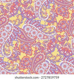 Patrón de Vector sin fisuras con Paisley ornamental y flores