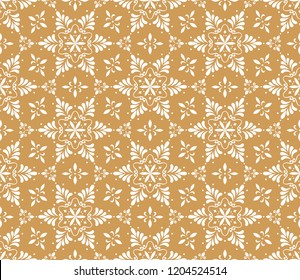 Vector seamless pattern with ornamental snowflakes. Elegant Christmas background. Art deco texture.