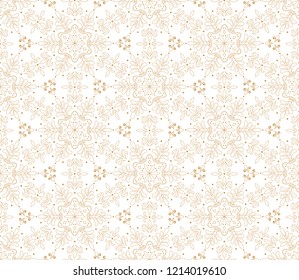 Vector seamless pattern with ornamental snowflakes. Elegant Christmas background. Art deco texture.