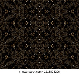 Vector seamless pattern with ornamental snowflakes. Elegant Christmas background. Art deco texture.