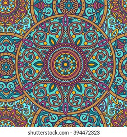 Patrón vectorial sin fisuras con señal ornamental tradicional de mandala india