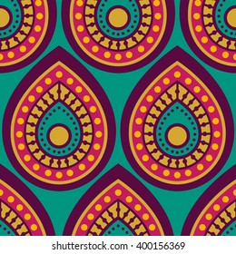 Vector seamless pattern with ornamental traditional folkloric forms