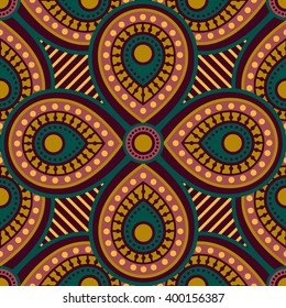 Vector seamless pattern with ornamental traditional folkloric forms