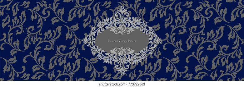 Vector seamless pattern with ornaments. Vintage element for design in Victorian style. 