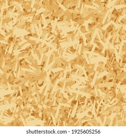 Vector seamless pattern of OSB boards from wood chips. Realistic oriented strand board (OSB) texture background. Vector illustration sheet of plywood with sawdust. Building and construction material.