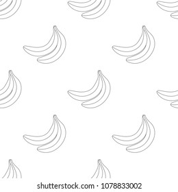 Vector seamless pattern of outline banana