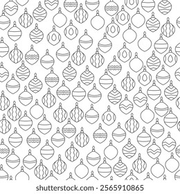 Vector Seamless Pattern with  Outline Christmas Ball