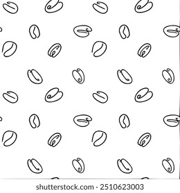 Vector seamless pattern with outline coffee beans on a transparent background. For packaging design, cafes and restaurants, food products.
