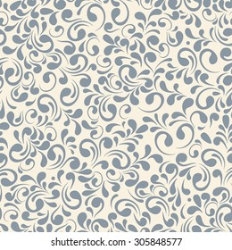 Vector seamless pattern with outline decorative leaves. Beautiful floral background, neutral texture. Can be used for textile, website background, book cover, packaging, wedding invitation.
