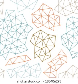 Vector Seamless  Pattern With Outline Geometrical Shapes. Hand Drawn Texture Comprises With Triangles And Dots. Beautiful Geometric Design For Print,  Wallpaper, Web Page Background.