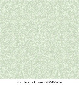 Vector seamless pattern with outline ornament. Vintage element for design in Victorian style. Ornamental lace tracery. Ornate floral decor for wallpaper. Pastel pattern fill.