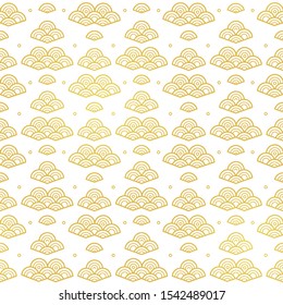 Vector seamless pattern with outline ornaments in Chinese style. Abstract design. Design ornamental elements on white background.