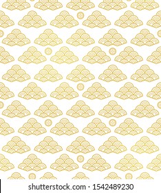 Vector seamless pattern with outline ornaments in Chinese style. Abstract design. Design ornamental elements on white background.