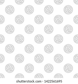 Vector seamless pattern with outline pizzas. Seamless pattern.