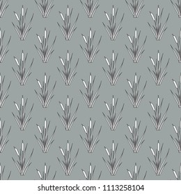 Vector seamless pattern of outline reed bushes.